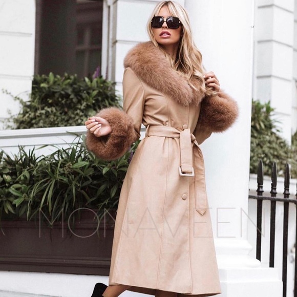 Vintage Jackets & Blazers - Gorgeous vintage leather and fur coat trench